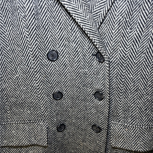 Lauren Ralph Lauren Double Breasted Wool Herringbone Coat Womens 12 Vintage USA - Picture 3 of 13